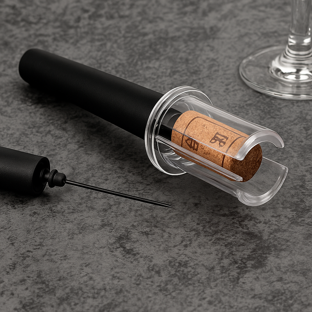 Ouvre-bouteille Professionnel 3-en-1 - Tire-bouchon, Décapsuleur, Coupe-capsule - Poignée Bois, Acier Inoxydable